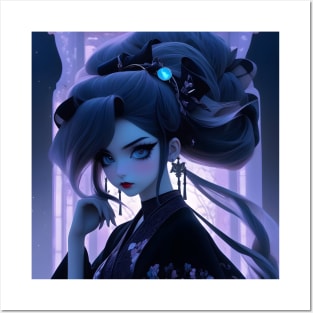 Japanese gothic girl Posters and Art